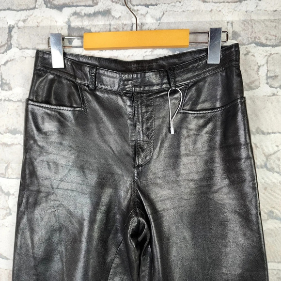 Gucci Tom Ford Vintage 1999 Black Leather Pants Size 40/ 27W Luxury Designer - Picture 3 of 16